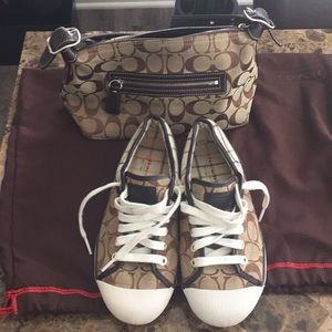 Small brown coach bag & sneaker set